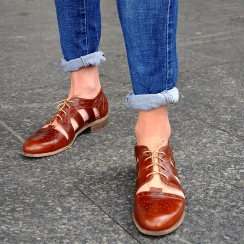 brown_comfortable_shoes_round_toe_lace_up_women_s_oxfords_3_