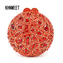 Округлость розовый прекрасный кристалл сцепления алмаз банкетный мешок роскоши Золотой мяч невесты Свадебная вечеринка Сумки Леди вечерняя сумочка; BS010 sc508