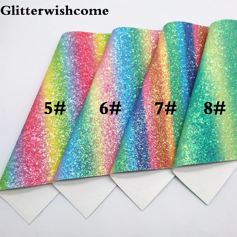 Glitterwishcome 30X134 см печатных пледы, стрелка, Радуга с эффектом блестящей кожи Ткань Винил для Луки, GM144