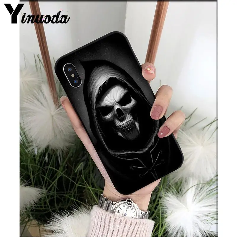 Yinuoda Grim reaper череп скелет DIY Роскошный Высокий протектор на конце чехол для iPhone X XS MAX 6 6S 7 7plus 8 8Plus 5 5S XR