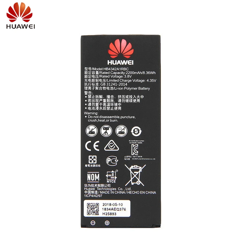

HuaWei Original HB4342A1RBC Battery For Huawei Y5II Ascend 5 + Y6 Honor 5A Honor 4A SCL-TL00 Replacement Phone Battery 2200mAh