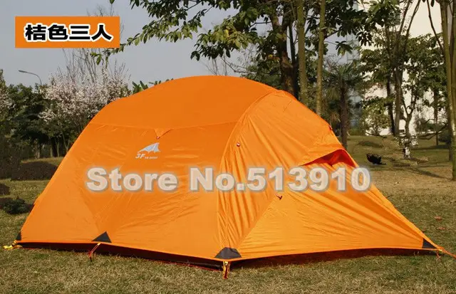 Best price at $144 Cheap 3F 15D nylon silicone coated 3persons 4season ultralight aluminum pole camping outdoor tent include the floor mat 3colors