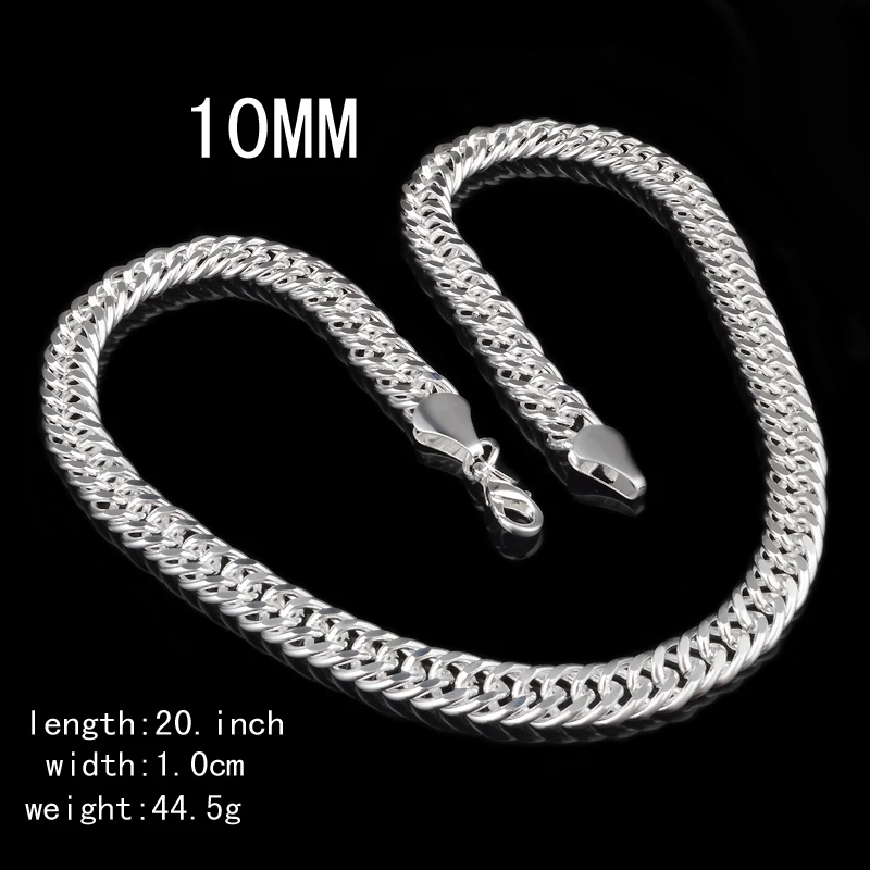 

10MM Cool Brazilian African Necklace for Men 925 Sterling Silver Necklace Link Figaro Chain Necklaces Fine Jewelry Gifts