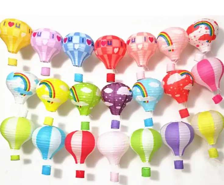 Us 281 22 14 Off Rainbow Hot Air Balloon Decoration Background Ceiling Hanging Garland Lantern Shower Kids Birthday Wedding Party Decor 30cm 40cm In