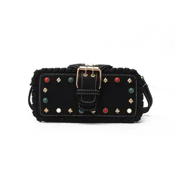 

Fashion women's small handbag nubuck leather casual shoulder messenger small bag female handbag black QINHY7