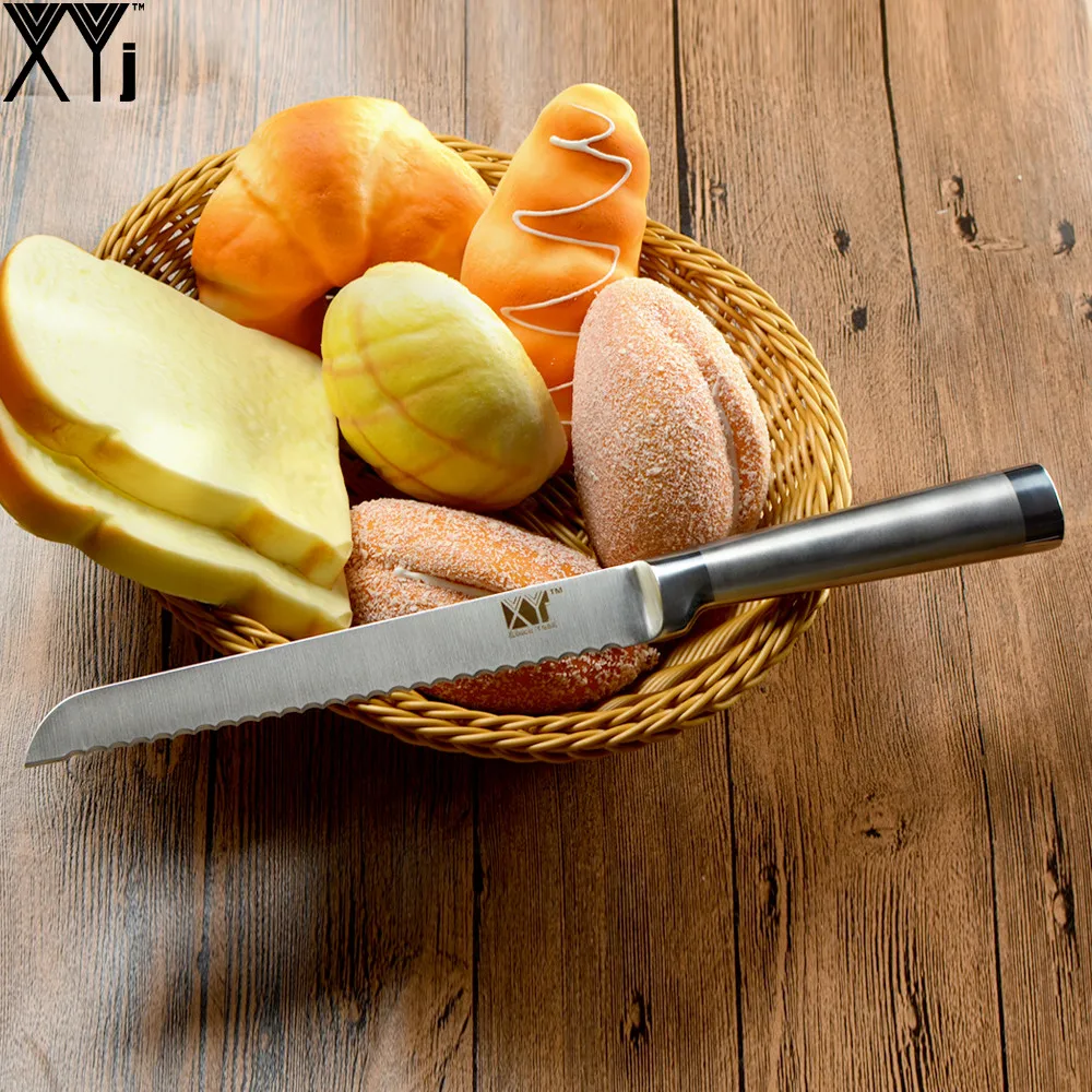 XYJ Brand Stainless Steel Bread Knife Top Quality Kitchen Knife Serrated Design Cutter For Cutting Bread Cheese Cake Hot Selling