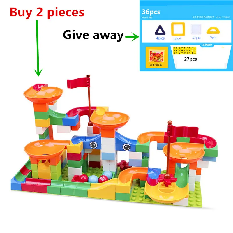 

104/143Pcs Marble Race Run Maze Ball Track Building Block Funnel Slide Large Size Building Brick Compatible with Legoed Duploed
