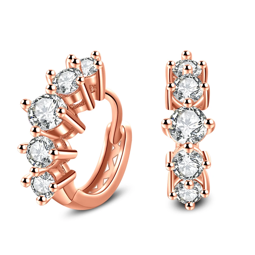 

ECODAY Rose Gold Earings Women Gold Color Stud Earrings Cubic Zirconia Earrings Oorbellen Brincos Jewelry