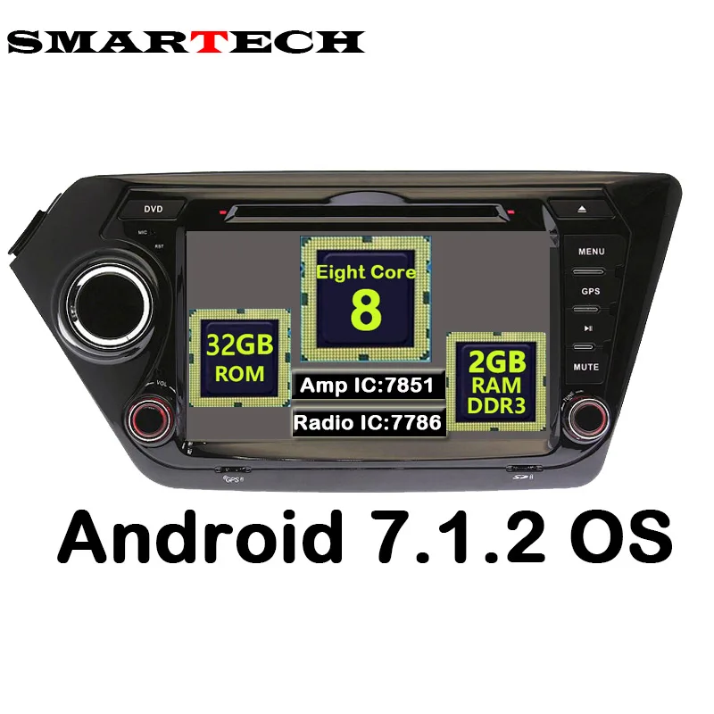 

Octa Core Android 7.1.2 For Kia K2 Car Stereo Radio DVD Video Player Rio 2010-2015 GPS Navigation Bluetooth Wifi RAM 2G ROM 32Gb