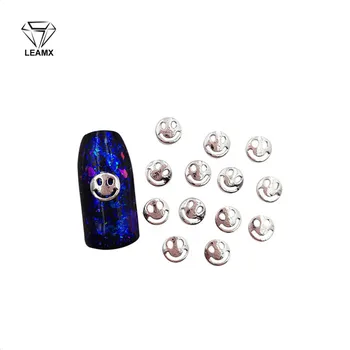 

50 PCS Nail Art Decoration 3D Metall Circular Smiling Face Shiny Nails Manicure Decorative Charm Alloy Nail Stickers
