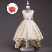 Дизайнерская одежда высокого качества для детей, эксклюзивные платья, детские вечерние платья для девочек, красное, синее, бежевое кружевное платье