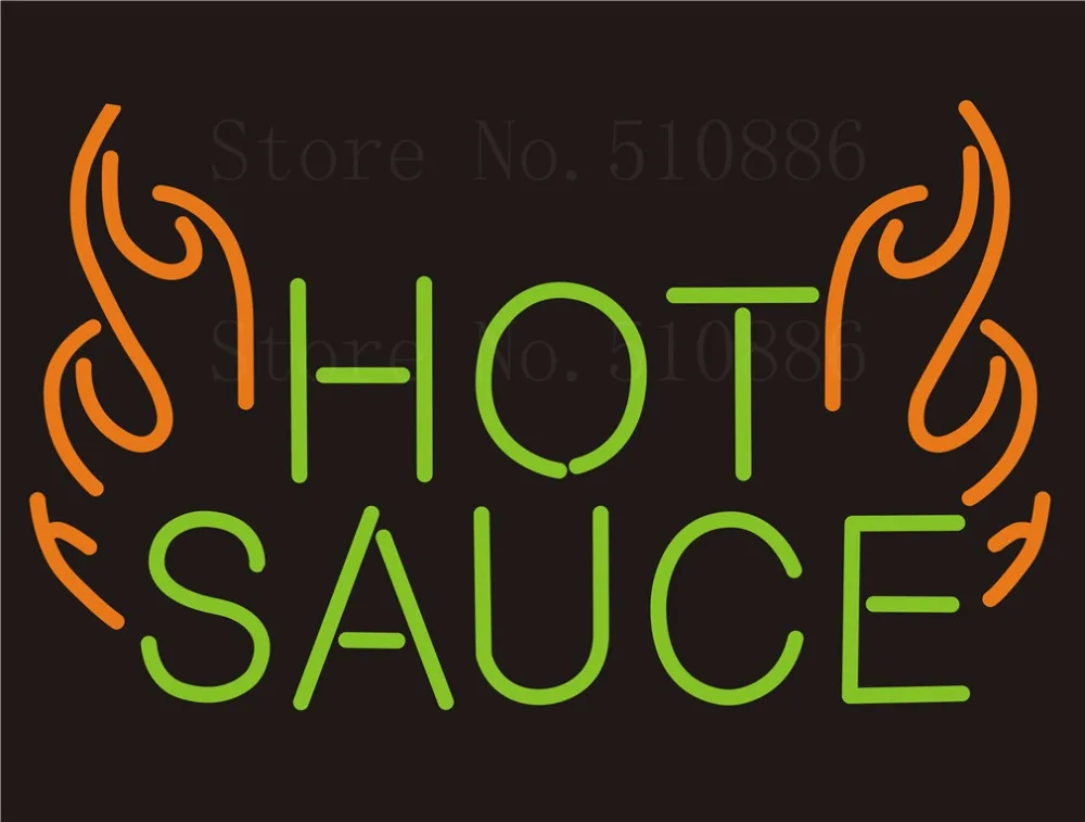 NEON SIGNS Hot Sauce restaurant Beer Wine Real GLASS Tube BAR PUB