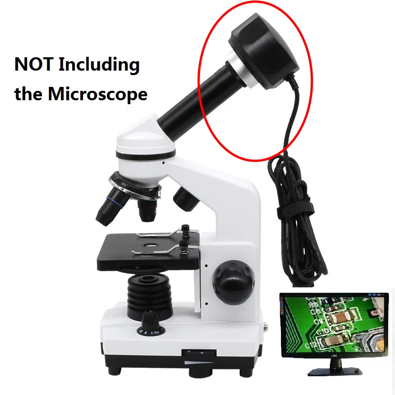 5MP USB Camera Digital Microscope Eyepiece CMOS Sensor for Image Capture Recording Viewing with Reduction C-mount Lens