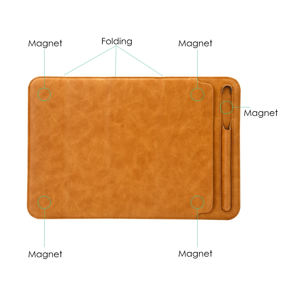 Jisoncase кожаный чехол для iPad Pro 10 5 2017 Чехол Мягкий складной рукав сумка с карандашом