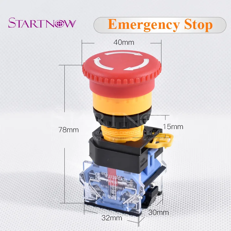 Красный грибной колпачок аварийной остановки переключатель DPST N/C кнопочный переключатель 440 В AC15 10A DC13 для лазерной резки