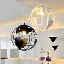 

Creative Vintage Retro Globe Dia. 28cm Black/White Pendant Light Iron Cage Model Hanging Light Indoor Lighting for Living Room