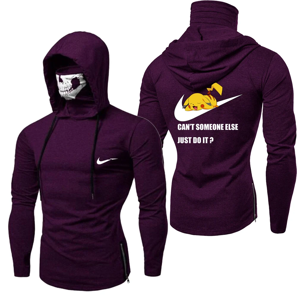 

Plus Size Clothes Hoodies Sweatshirt Men's Moletom Mask Skull Pure Color Pullover Tops Loose Hooded Tops Just Pikachu Do It