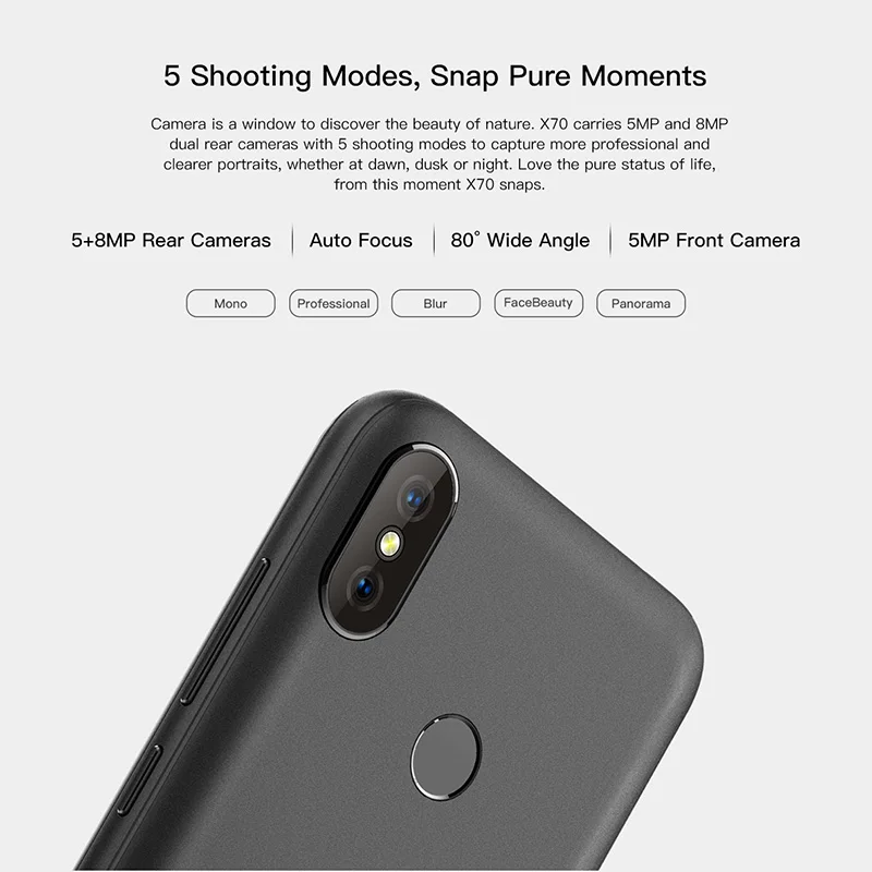 3g разблокирована Doogee X70 смартфон 5 Inch Android 8 1 Oreo Face ID отпечатков пальцев