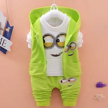 Newest 2017 Autumn Baby Girls Boys Minion Suits Infant/Newborn Clothes Sets Kids Vest+T Shirt+Pants 3 Pcs Sets Children Suits