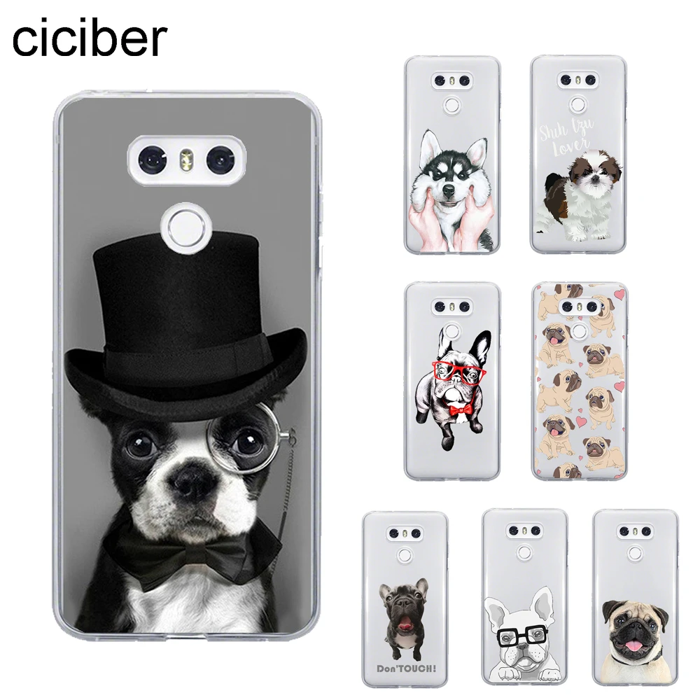 

ciciber Pug Bulldog Cover For LG G6 G7 G5 G4 V30 V35 V40 THINQ TPU For LG K10 K8 K7 K4 2017 2018 K9 K11 Plus Phone Case Soft TPU