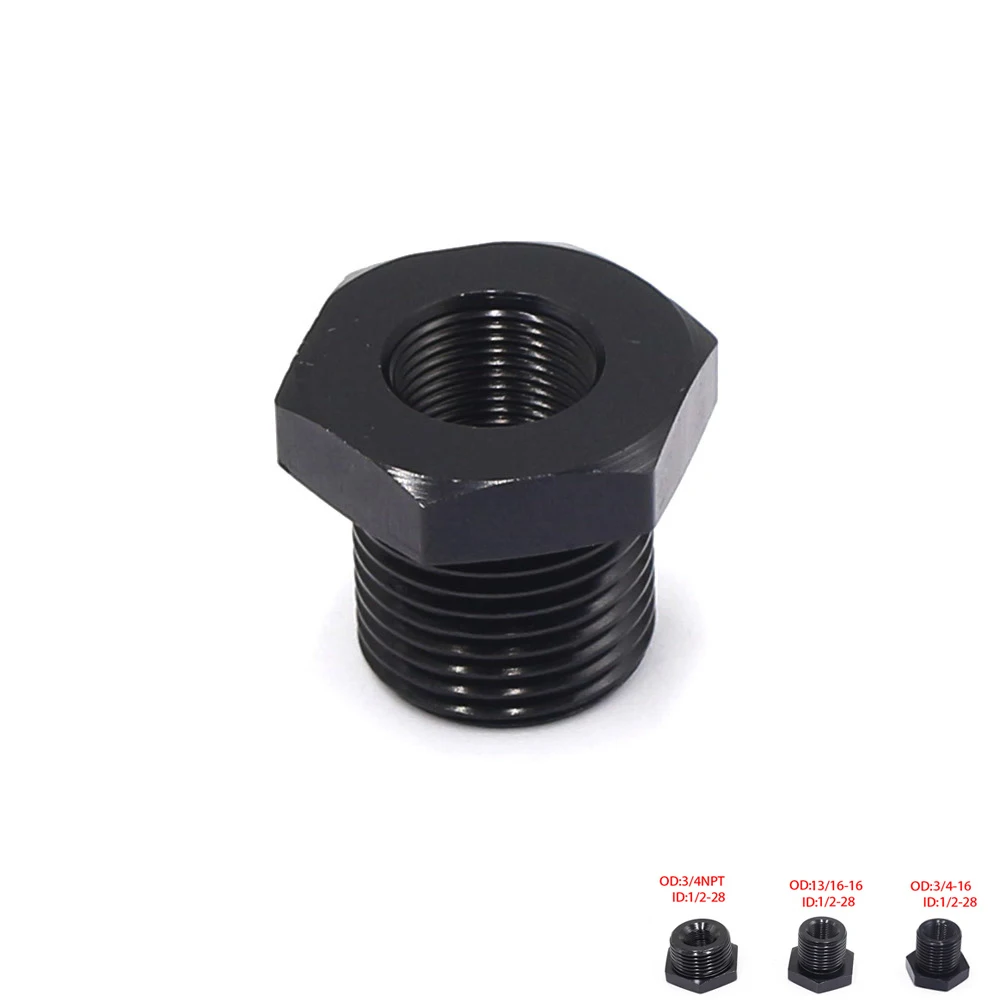 Aluminum Car Oil Filter Threaded Adapter Size 1/2 28 to 3/4 16 13/16 16 3/4 NPT Automotive