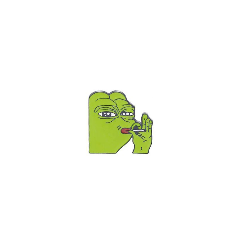 Pepe the frog Brooch sad weird expression Enamel pin feeling bad man Good man lapel badge popular Culture frog Brooches jewelry - Окраска металла: style-8