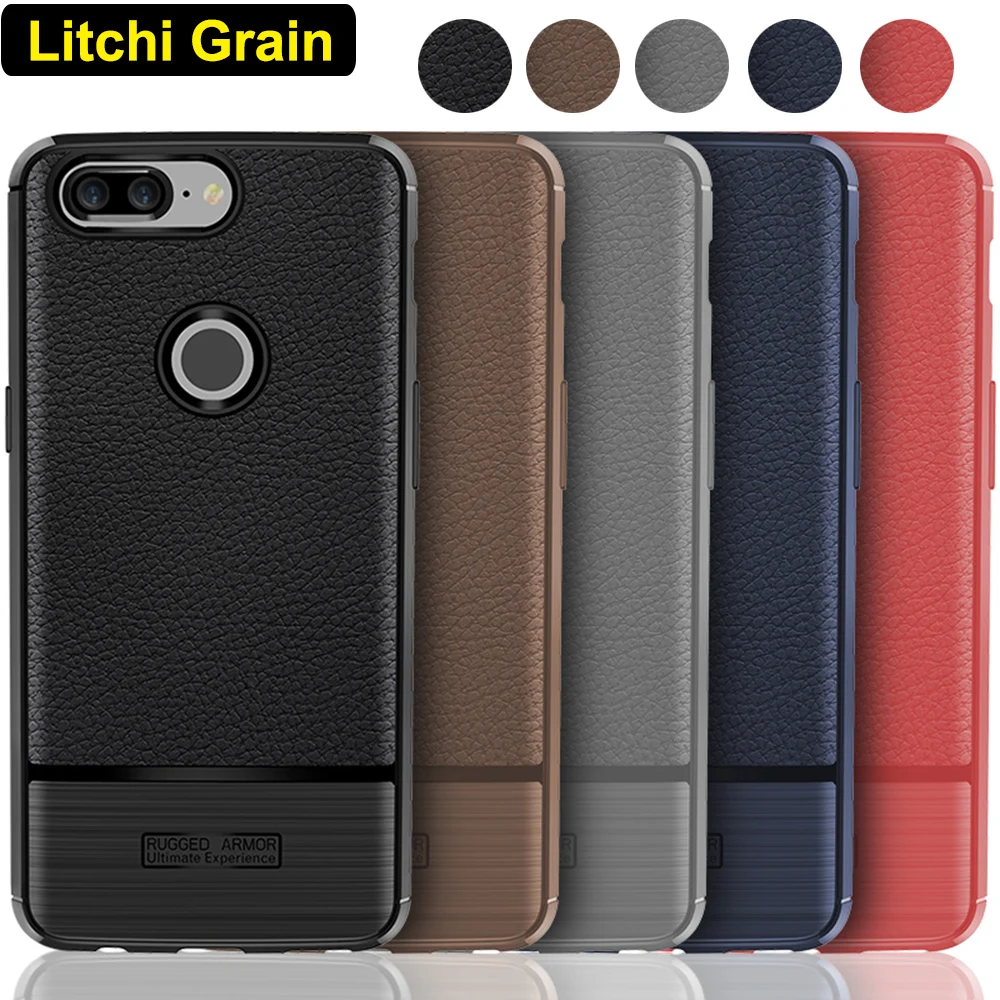 Buy For OnePlus 5T Case One Plus 5T Cover Litchi Leather Grain + Carbon Fiber