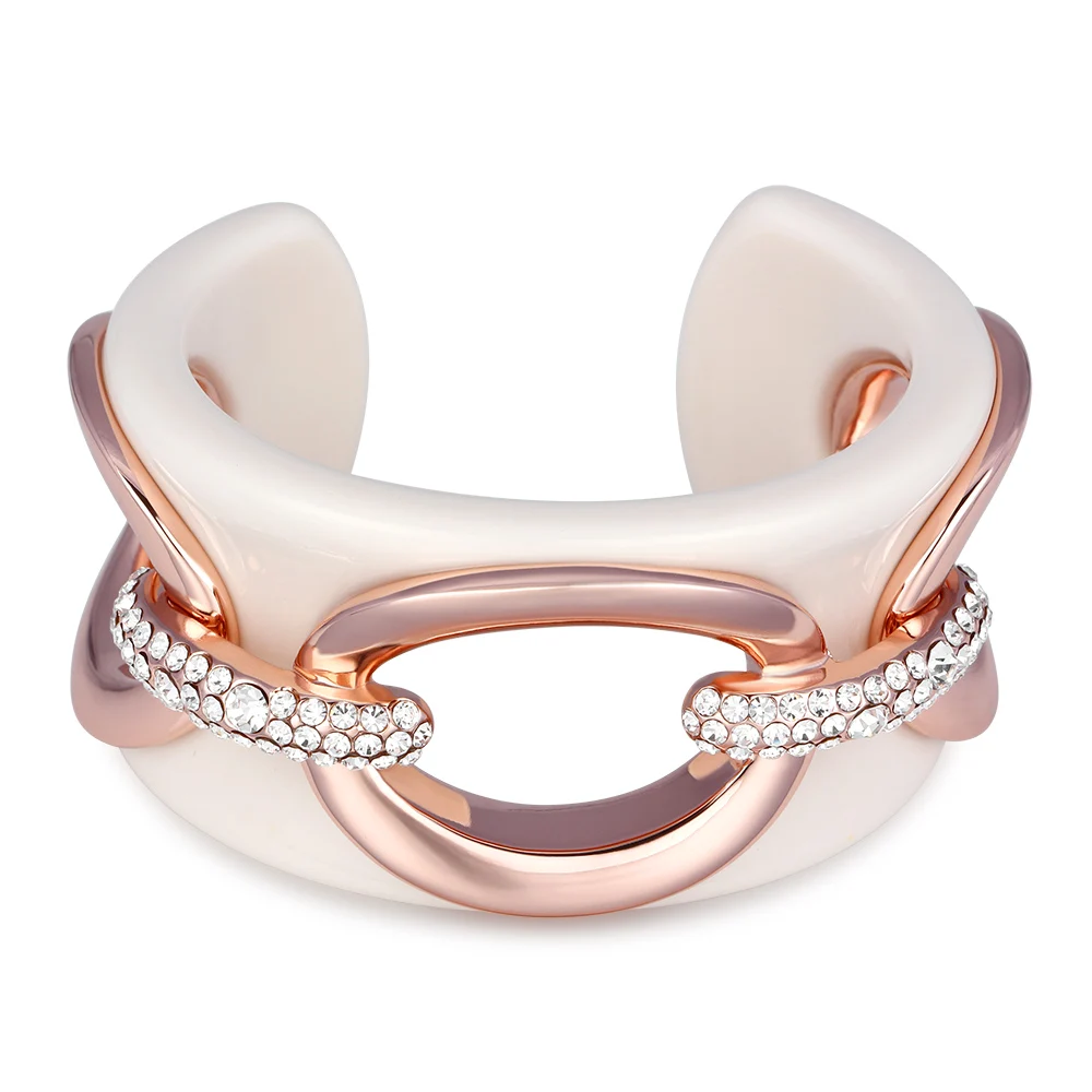 Kemstone Rose Gold Color Hollow Crystal Cuff Bracelet For Women Lady Jewelry Gifts Kemstone Rose Gold Color Hollow Crystal Cuff Bracelet For Women Lady Jewelry Gifts