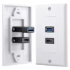 SHGO-1x 2Port HDMI+USB 3.0 Female Wall Face Plate Panel Outlet Socket Extender White ► Photo 1/6