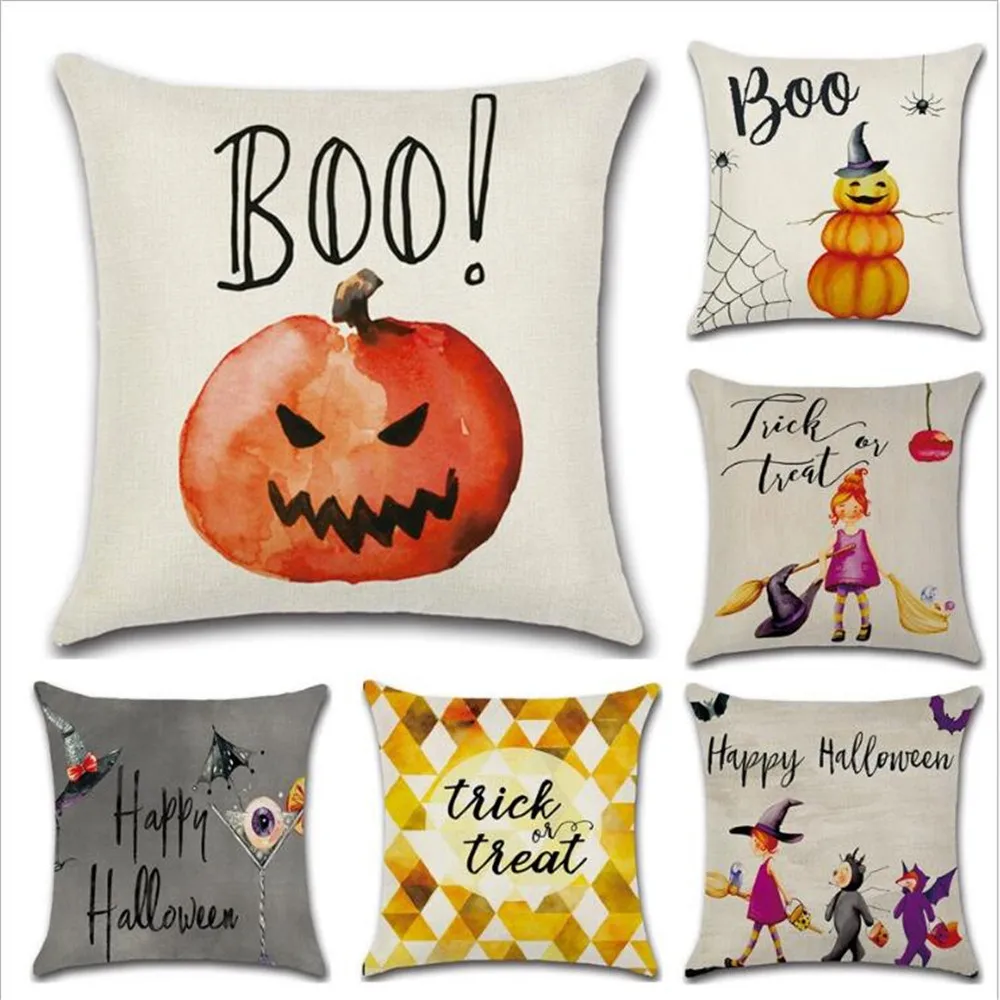 

WINLIFE Pillowcase 45*45cm Linen Pillow Cases Halloween Thanksgiving Day Decor
