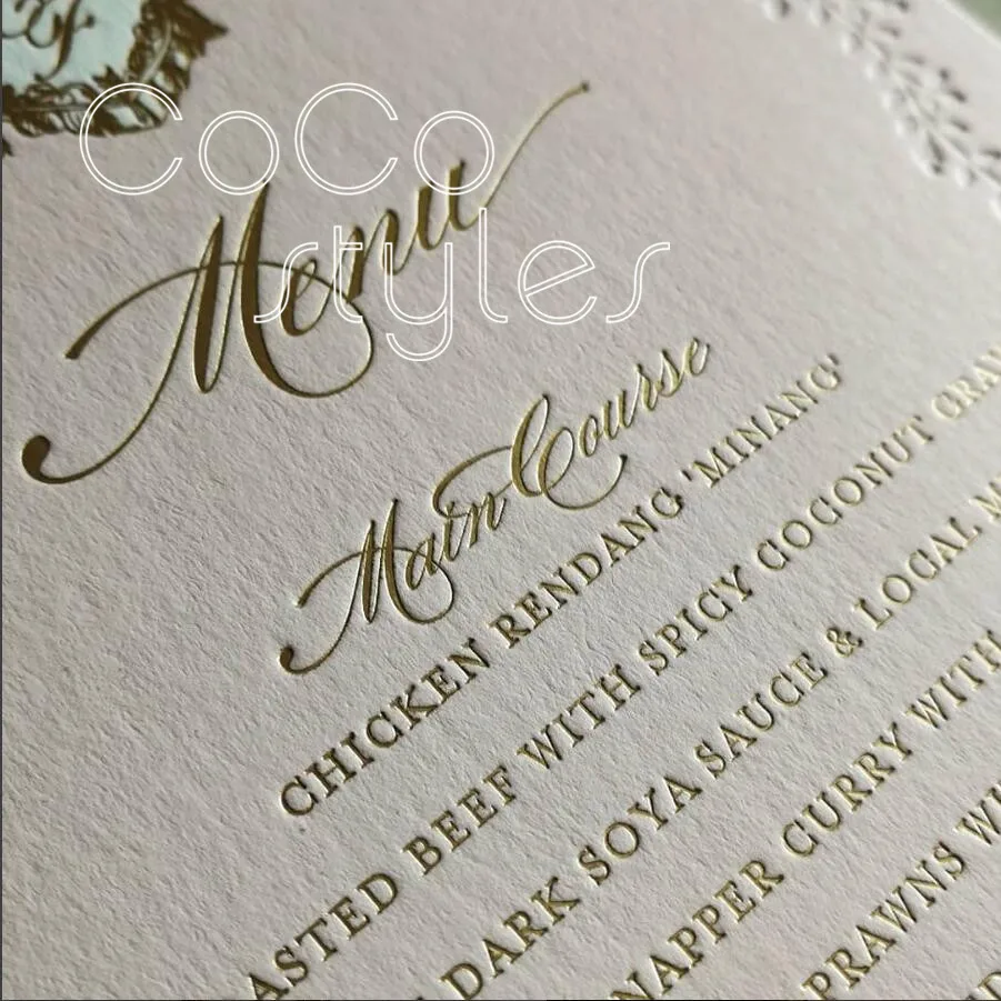  Cocostyles personalized simple style letterpress invitation card for fantasy wedding party events - 32878372280