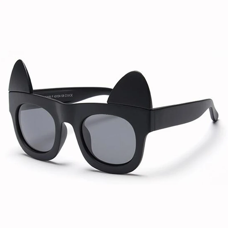 Модные новые детские солнечные очки с милыми ушками для мальчиков, Детские поляризационные с рисунком собаки, поляризованный Polaroid, вечерние, подарок на день рождения, 8105 - Цвет линз: matte black