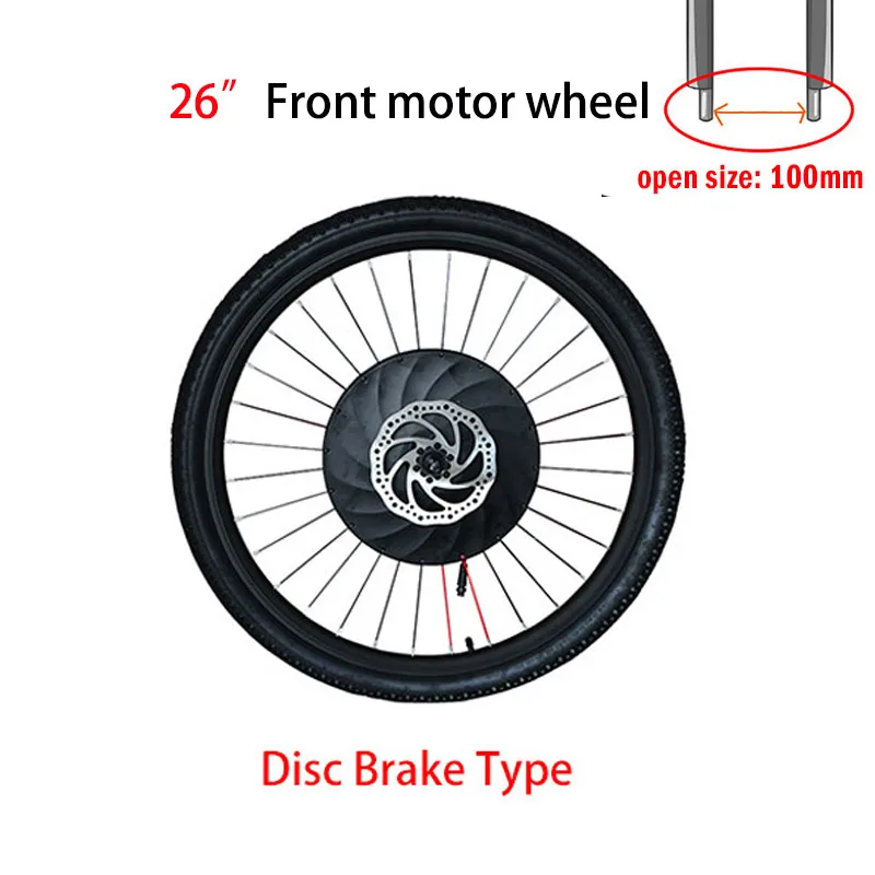 Набор для переоборудования электрического велосипеда 36 В, высокомощное моторное колесо для электрического велосипеда, комплект 2" 24" 2" 27,5" 700C 2", колесный двигатель - Цвет: 26discbrake