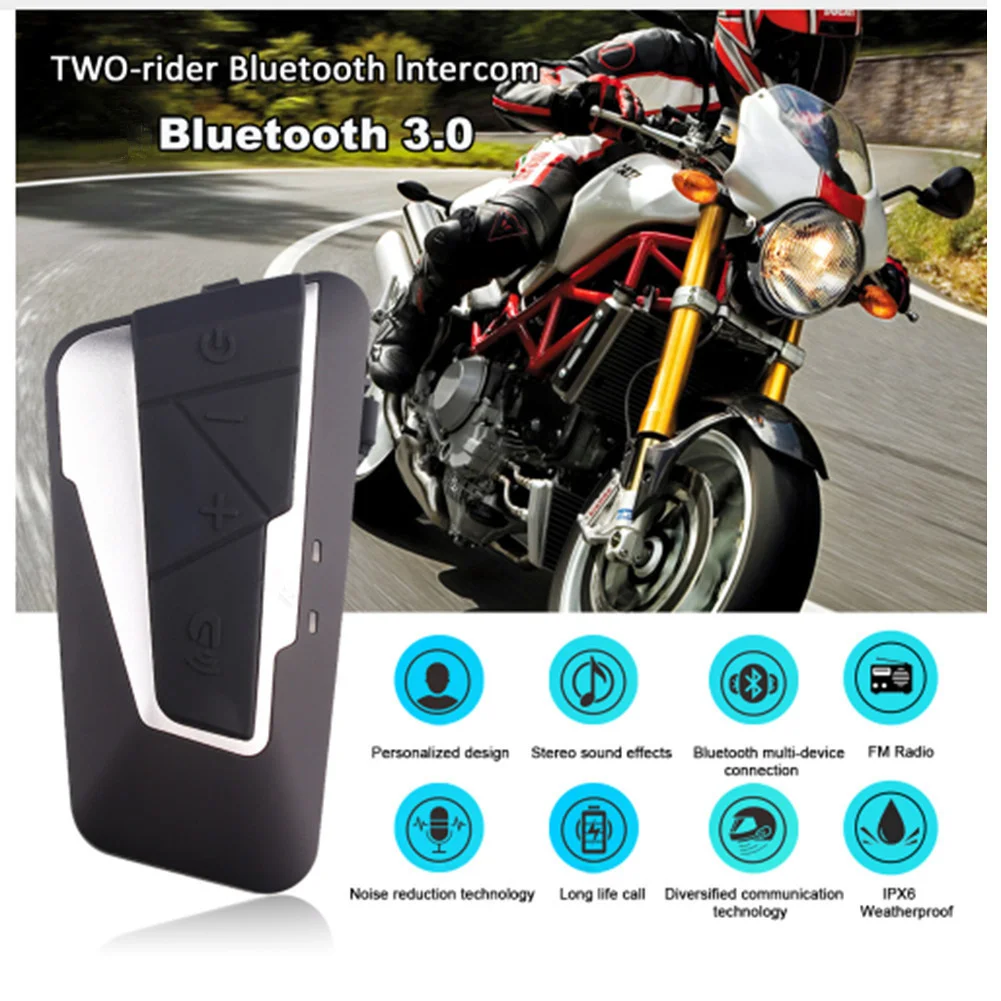 

T9S Motorcycle Helmet Intercom Moto Waterproof Wireless Headset 1000M BT Interphone Bluetooth 3.0 FM Radio 800 Mah
