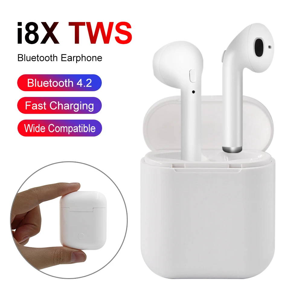 

i8X TWS Mini Bluetooth Earphone Wireless Earbuds True Wireless Stereo Handsfree with Magnetic Charging Box for Android iPhones