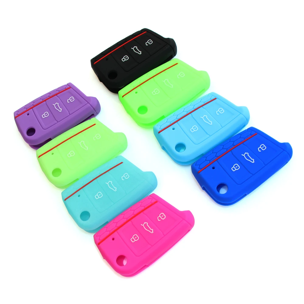 

VCiiC silicone key fob protector covers case set skin for VW Golf 7 MK7 For Skoda Octavia combi A7 For SEAT Leon Ibiza CUPTRA