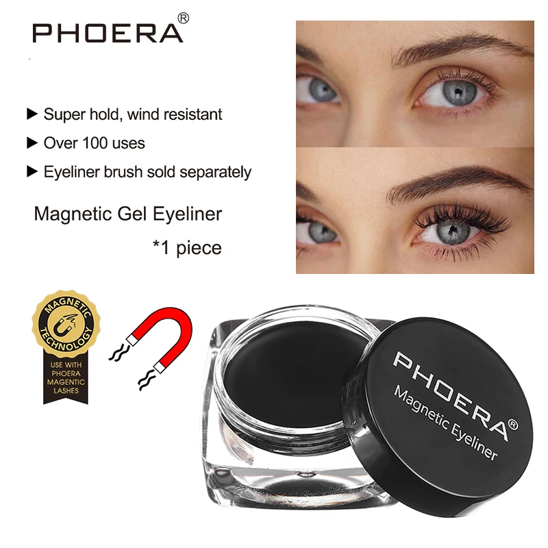 

PHOERA Hot 2019 Magnetic Liquid Eyeliner Black Waterproof Sweat Eyeliner Paste Fast Drying Lasting For Magnets Eyelashes TSLM1