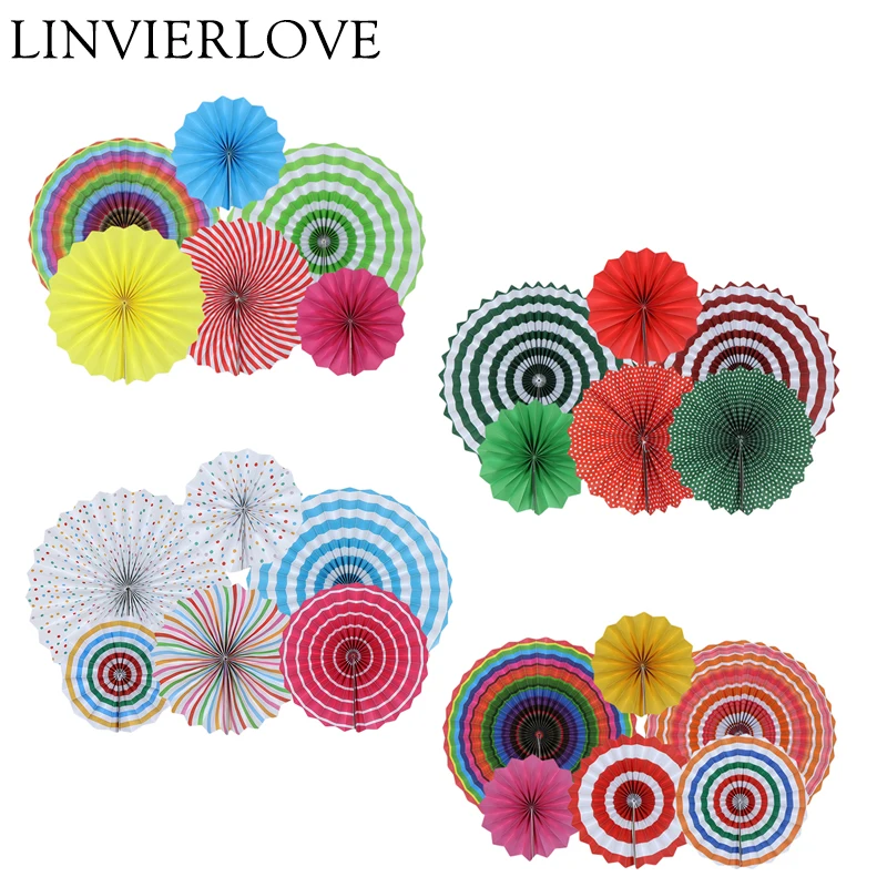 

Colorful Stripe Dot Paper Fan For Wedding Birthday Decor Printing Hot Stamping Hanging Paper Crafts Party Background Supplies
