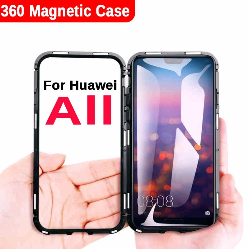 

360 Magnetic Adsorption Metal Phone Screen Protector Case For Huawei P10 Lite Mate 20 Pro Nova 3i Honor Play 8X Flip Cover Case