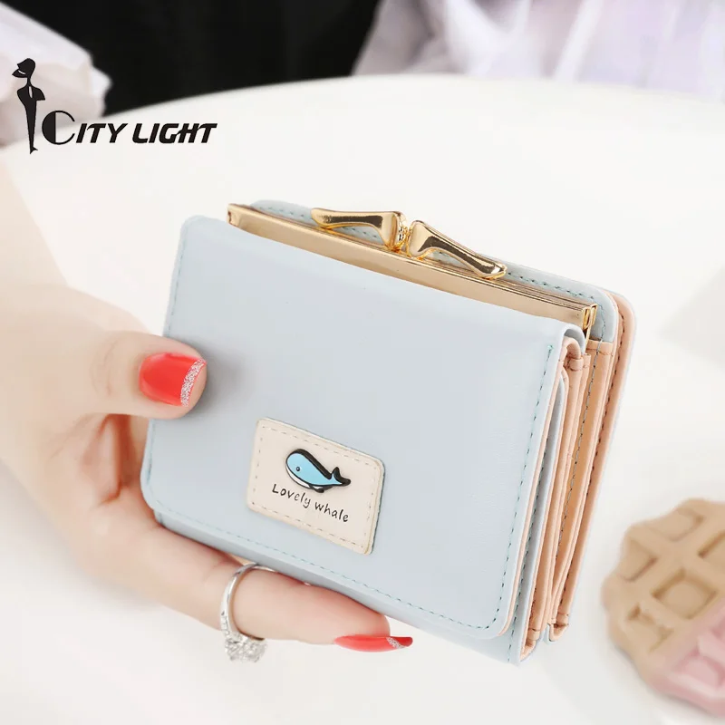 Fashion Women wallet small three fold PU leather coin wallet mini size