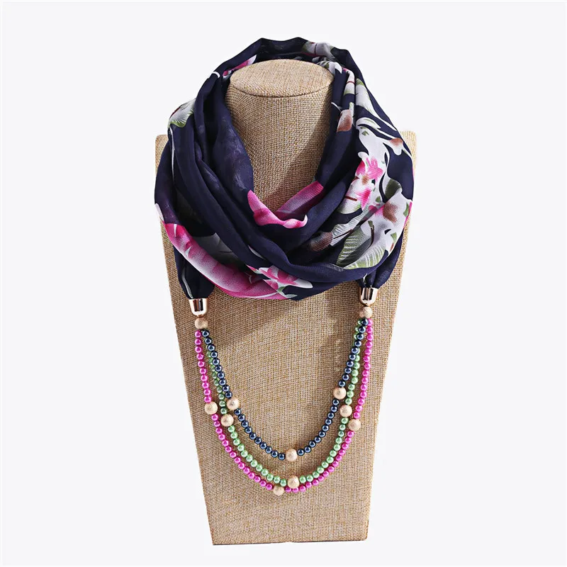 TagerWilen кулон шарф ожерелье жемчуг Цвет бусины ожерелье s для женщин шарфы с цветочным принтом ювелирные изделия обертывание Женские аксессуары X-33 - Цвет: 8