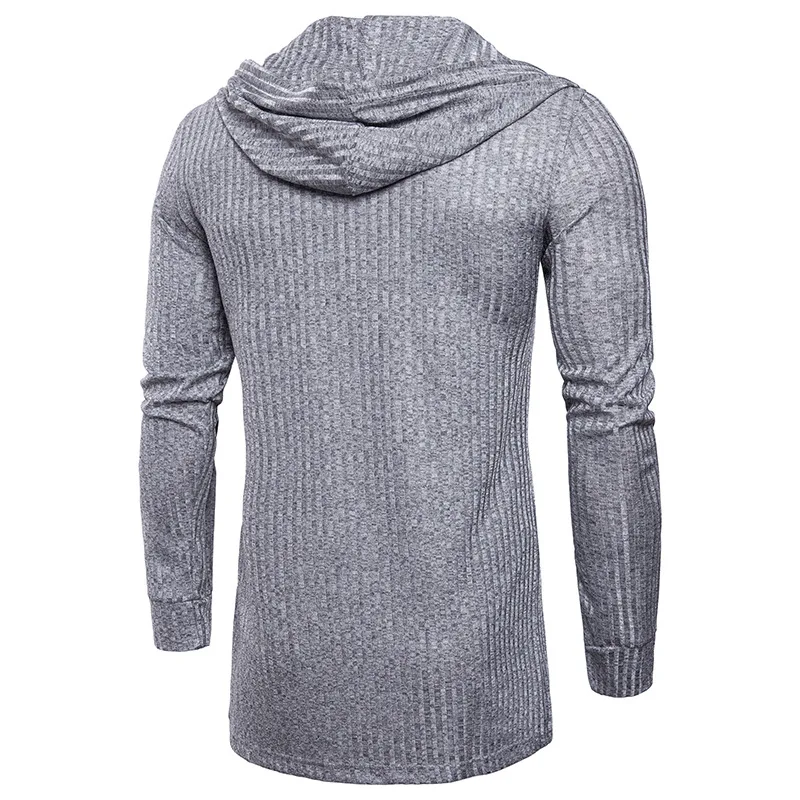 Autumn Men Hooded Cardigan Sweater Casual Long Knit Outwear Stylish Full Sleeve Tops