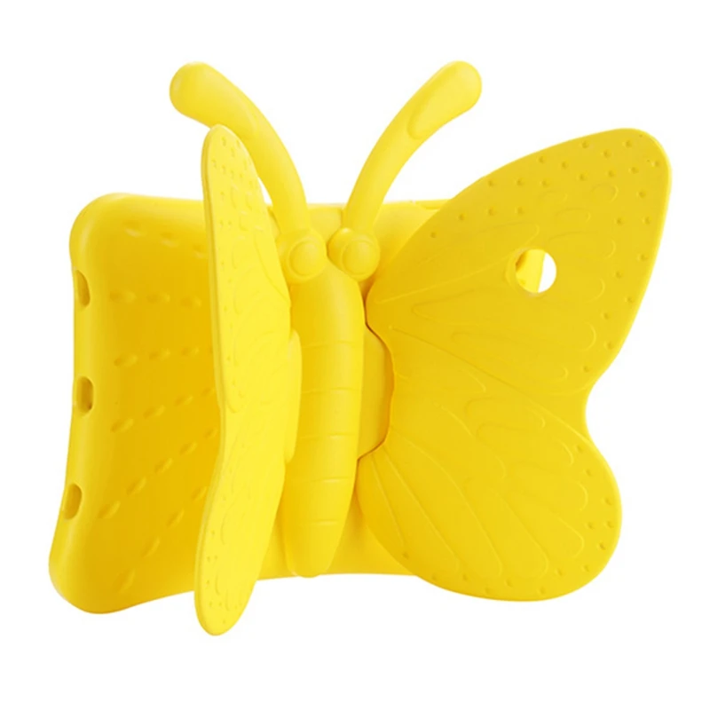 Для ipad чехол, бабочка дизайн EVA чехол с подставкой для детей para оболочка coque для ipad air/air 2/pro 9,7/ чехол - Цвет: Цвет: желтый