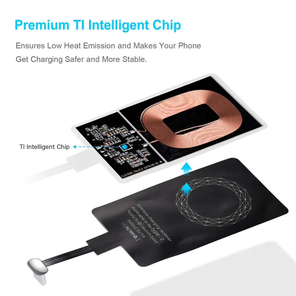 CHOETECH USB نوع-C رقيقة جدا اللاسلكية شحن استقبال التصحيح وحدة رقاقة ل LG G5/نيكزس 5X المحمول الهاتف شاحن