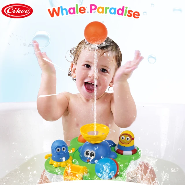 Whale Fountain Spraying Water Wheel Popping Ball Baby Bath Toys Bathroom Toy Dancing Minions Toy