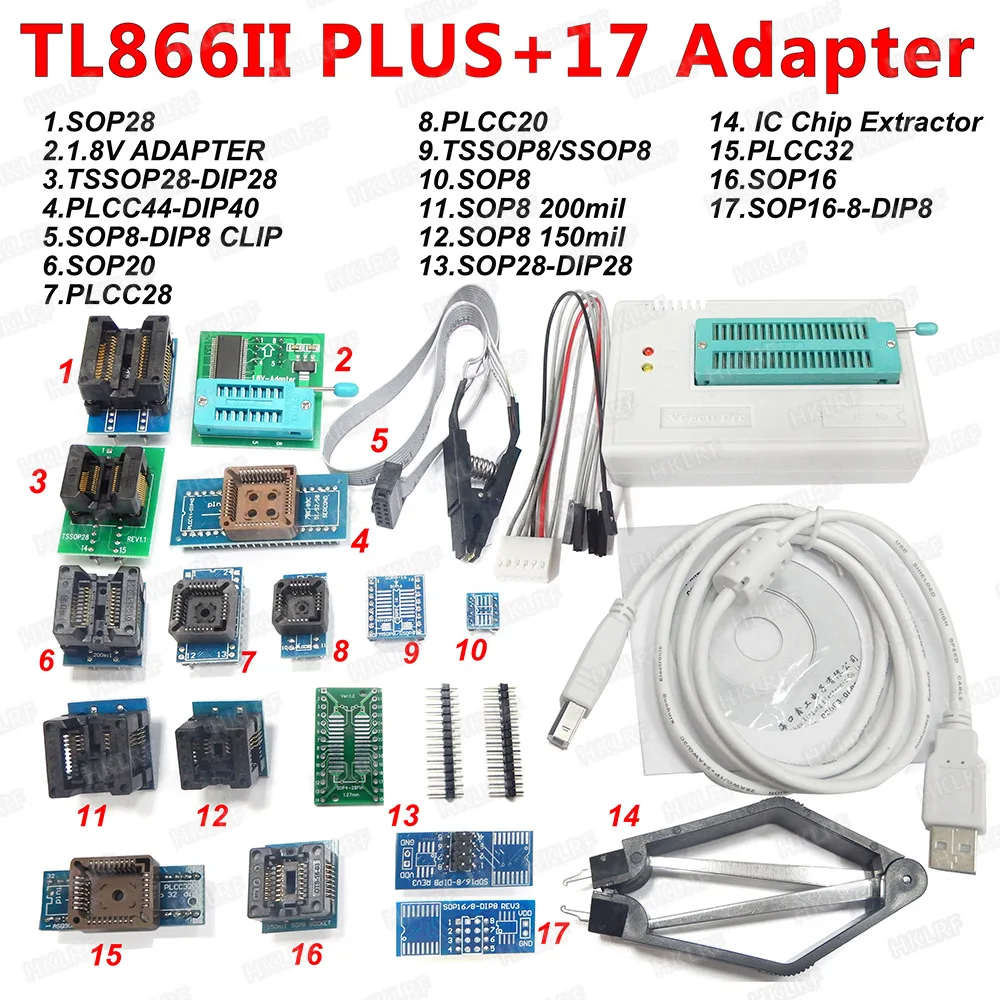 XGECU XGECU Pro TL866ii Plus+ 12 адаптеров EEPROM Универсальный USB программатор биос лучше чем TL866A TL866CS