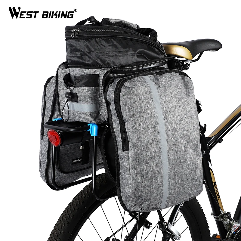 Perfect WEST BIKING Bicycle Bags Large Capacity Waterproof Cycling Bag Mountain Bike Saddle Rack Trunk Bags Luggage Carrier Bike Bag 1