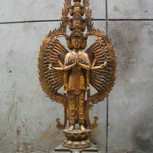 Xd 002939 4" Тибет Бронзовый Gild 1000 Руки Руку 11-faced Kwam-Инь Будда Авалокитешвара st Статуя