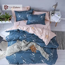 Liv-Esthete 2019 Flower Blue Bedding Set Soft Duvet Cover Single Double Queen King Bed Linen Flat Sheet Pillowcase For Adult