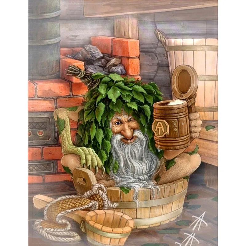 Женщина и банник картина